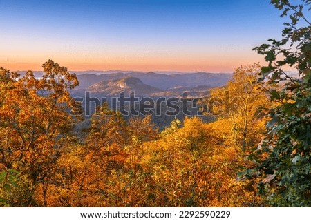 Pisgah National Forest, North Carolina, USA at Looking Glass Rock during autumn season in the morning.