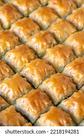 Pistachio Baklava. Traditional Turkish Cuisine Delicacies. Close Up