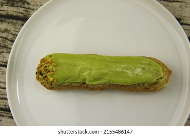 Pistachio Eclair On A Plate