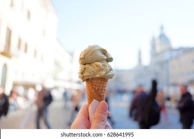 Pistachio Gelato On Hand At Rome,Italy.
Ice Cream