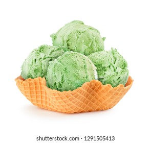 pistachio ice cream in a waffle basket - Powered by Shutterstock