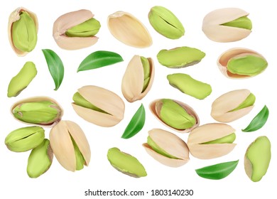 pistachio isolated on white background with clipping path and full depth of field. Top view. Flat lay - Shutterstock ID 1803140230