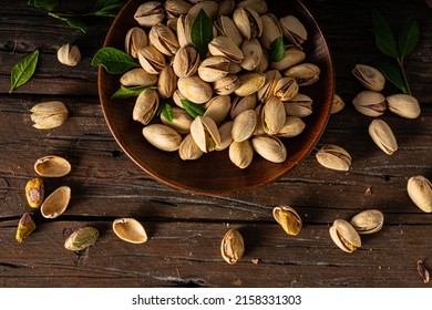 Pistachio Nuts Product Photography On Wood Board