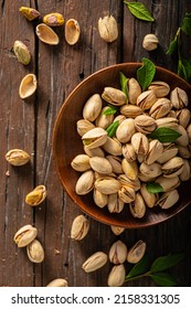 Pistachio Nuts Product Photography On Wood Board