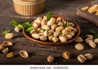 Pistachio Nuts Product Photography On Wood Board