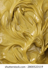 Pistachio paste texture, Pistachio spreadable cream close up, Pistachio spread, Dubai chocolate	