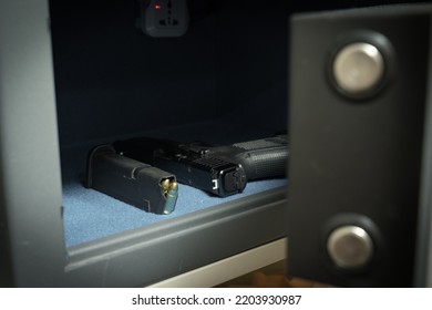 Pistol And Ammo In The Gun Safe.