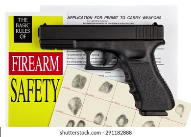 Pistol Handgun With Firearm Application And CCW Permit Fingerprint ID