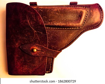 
Pistol holster. The form is pressed from leather.
Belt holster.