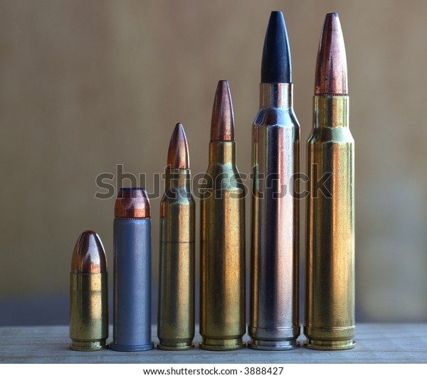 Pistol Rifle Bullets Increasing Size Stock Photo (Edit Now) 3888427