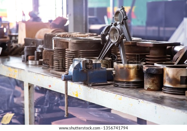 Pistons On Workshop Bench Vice Grip Stock Photo Edit Now 1356741794