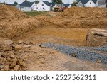 a pit dug for the foundation of a new house build