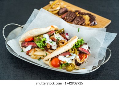 Pita With Grilld Beef Steak And Vegetables