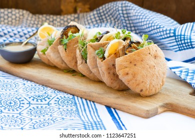 Pita Sabich Sandwich - Pita Stuffed With Fried Eggplant And Hard Boiled Eggs Iraqi Jews