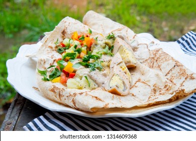 Pita Sabich Sandwich - Pita Stuffed With Fried Eggplant And Hard Boiled Eggs Iraqi Jews