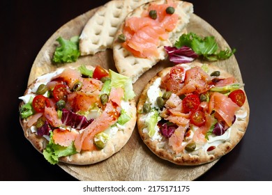 Pita With Salmon, Capers And Vegetables.