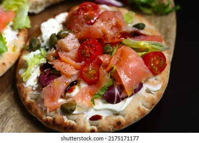 Pita With Salmon, Capers And Vegetables.