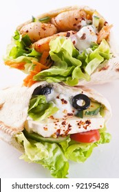 Pita Stuffed With Feta And Prawns