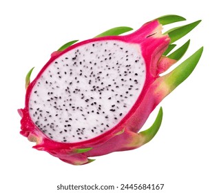 Pitaya isolated. Half dragon fruit on a white background.