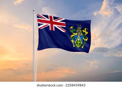 Pitcairn Islands flag waving on sundown sky - Powered by Shutterstock