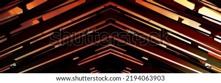 Pitched roof of a bridge. Abstract architecture. Minimalism. Hi-tech architectural detail. Modern industrial building. Material background. Triangular structure. Geometric pattern of parallel lines.