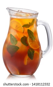 Pitcher Of Oregano Lemon Iced Tea, Isolated