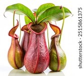 Pitcher Plant scientific named (Nepenthes attenboroughii) isolated on white.