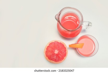 Pitcher With Tropical Drink,top View ,copy Space