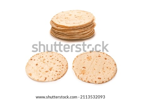 Pitta bread isolated on white background. Top view. 