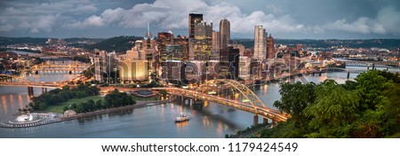 Pittsburgh city landscape panorama view over the Monongahela and Allegheny River