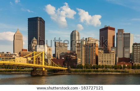 Pittsburgh downtown skyline by the river