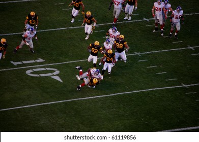 PITTSBURGH - OCTOBER 26: Giants Running Back Brandon Jacobs Is Tackled By Steelers Safety Ryan Clark In A Game At Heinz Field October 26, 2008 In Pittsburgh, PA.