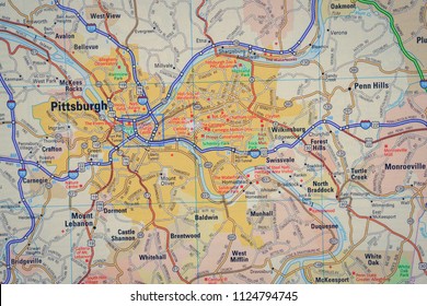 Pittsburgh on US map