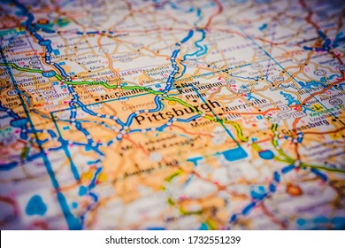 Pittsburgh on USA map travel background