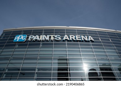 Pittsburgh PA USA  04 30 2022 PPG Paints Arena Exterior Sign On A Sunny Day