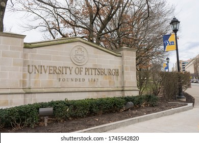 Pittsburgh, PA, USA, 2020-01-11: Exterior sign for University of Pittsburgh
