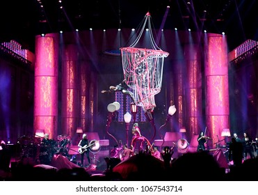 PITTSBURGH, PA / USA - April 7, 2018: Pink Performs During The Beautiful Trauma Tour In Pittsburgh, Saturday, April 7, 2018 At PPG Paints Arena