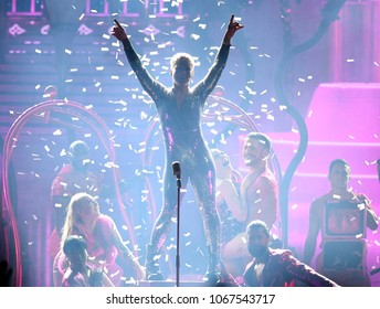 PITTSBURGH, PA / USA - April 7, 2018: Pink Performs During The Beautiful Trauma Tour In Pittsburgh, Saturday, April 7, 2018 At PPG Paints Arena