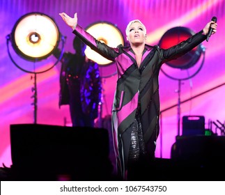 PITTSBURGH, PA / USA - April 7, 2018: Pink Performs During The Beautiful Trauma Tour In Pittsburgh, Saturday, April 7, 2018 At PPG Paints Arena