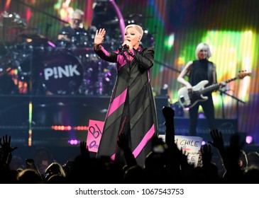 PITTSBURGH, PA / USA - April 7, 2018: Pink Performs During The Beautiful Trauma Tour In Pittsburgh, Saturday, April 7, 2018 At PPG Paints Arena