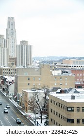 Pittsburgh, PA, USA - January 19, 2014: Traffic Is Light On Forbes Avenue On This Winter Afternoon.