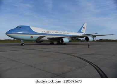 Pittsburgh, PA USA - October 31, 2018: President Donald Trump’s Air Force One Landing On His Way To Visit The Scene Of The Tree Of Life Synagogue Shooting.