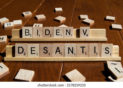 Pittsburgh, Pennsylvania - July 13, 2022: In Anticipation Of The 2024 Presidential Election, Some Are Predicting A Face-off Between President Joe Biden And Florida Governor Ron DeSantis.