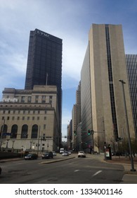 Pittsburgh, Pennsylvania, March 20, 2018; A View Of Pittsburgh Buildings, Including A University Of Pittsburgh Medical Center (UPMC) Building.