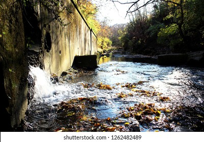 Pittsburgh, Pennsylvania- November 11, 2018: Any Amount Of Rainfall Can Cause Sewage And Storm-water Overflow In The Streams And Rivers In The City Due The Use Of A Combined Sewer System.