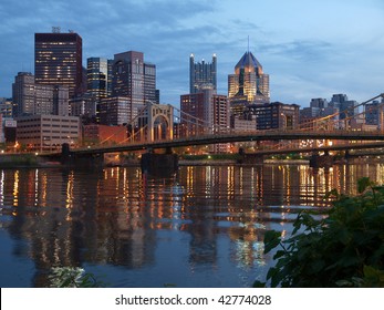 Pittsburgh Pennsylvania And The Ohio River At Dusk.