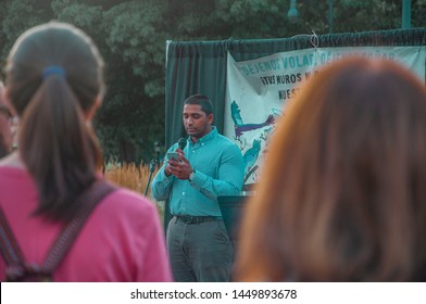 Pittsburgh, Pennsylvania / United States - 7-12-19: A Muslim Man Speaks To The Crowd At The Lights For Liberty Vigil