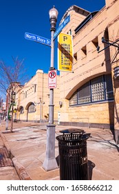 Pittsburgh, Pennsylvania, USA 2/22/20 The North Shore Drive And Mazeroski Way Street Signs Outside Of PNC Park On The North Side Of The City 