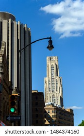 Pittsburgh, Pennsylvania, USA, The Cathedral Of Learning Viewed From Forbes Avenue, July 27, 2016