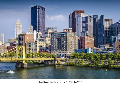 Pittsburgh, Pennsylvania, USA daytime downtown scene over the Allegheny River.